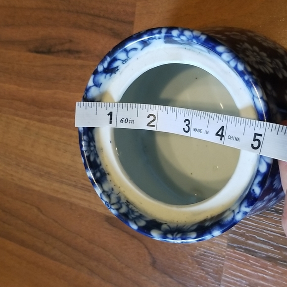 Blue & White Floral Calico Print Porcelain Covered Dish Pottery Jar Vessel - Picture 10 of 12